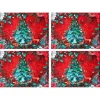 Hot Joe Browns Wondrous Woodland Pack Of 4 Christmas Placemats Red