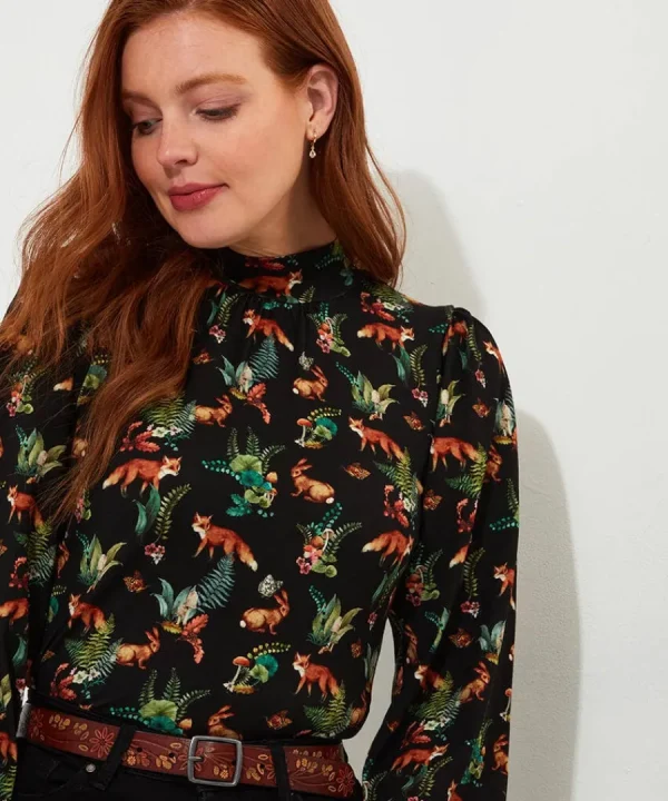 Shop Joe Browns Woodland Wonder Jersey Print Top Black
