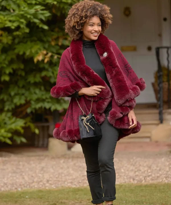 Cheap Joe Browns Wrapped In Elegance Faux Fur Wrap Red