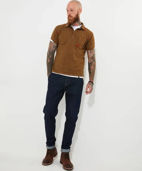 Hot Joe Browns Casually Customised Polo Shirt Brown