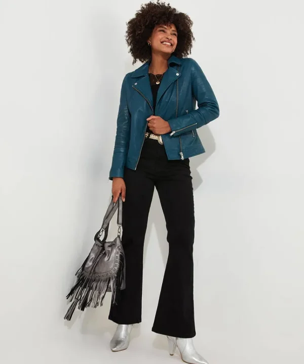 Online Joe Browns Classic Leather Biker Jacket Blue