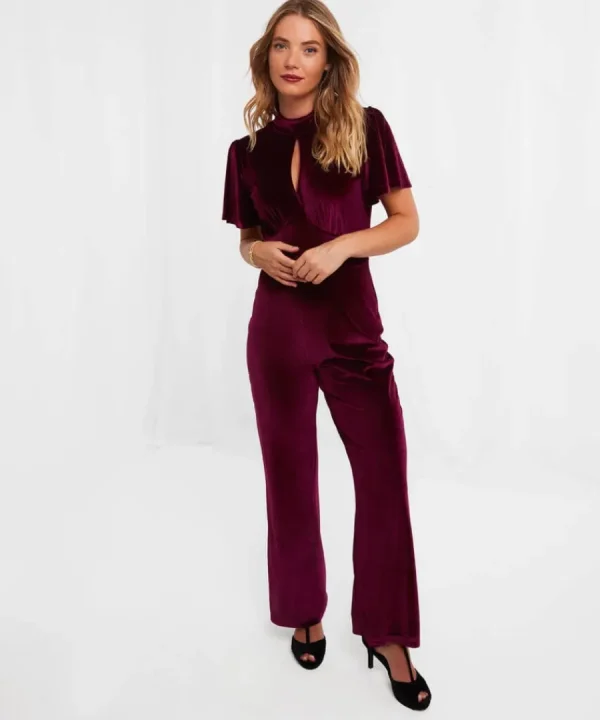 Clearance Joe Browns Greta Velour Jumpsuit Berry