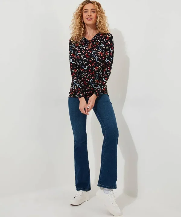 Best Joe Browns Make A Statement Keyhole Jersey Print Top Black