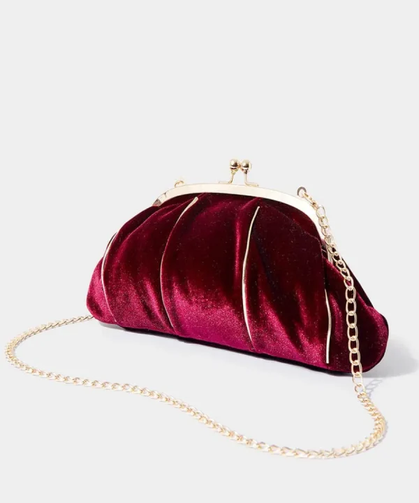 Fashion Joe Browns Midnight Hour Velvet Deco Bag Dark Red